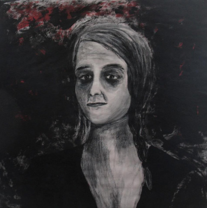Kladivová, Beatrice. Brusinka (akryl na kartonu). 100 x 100 cm. 2019